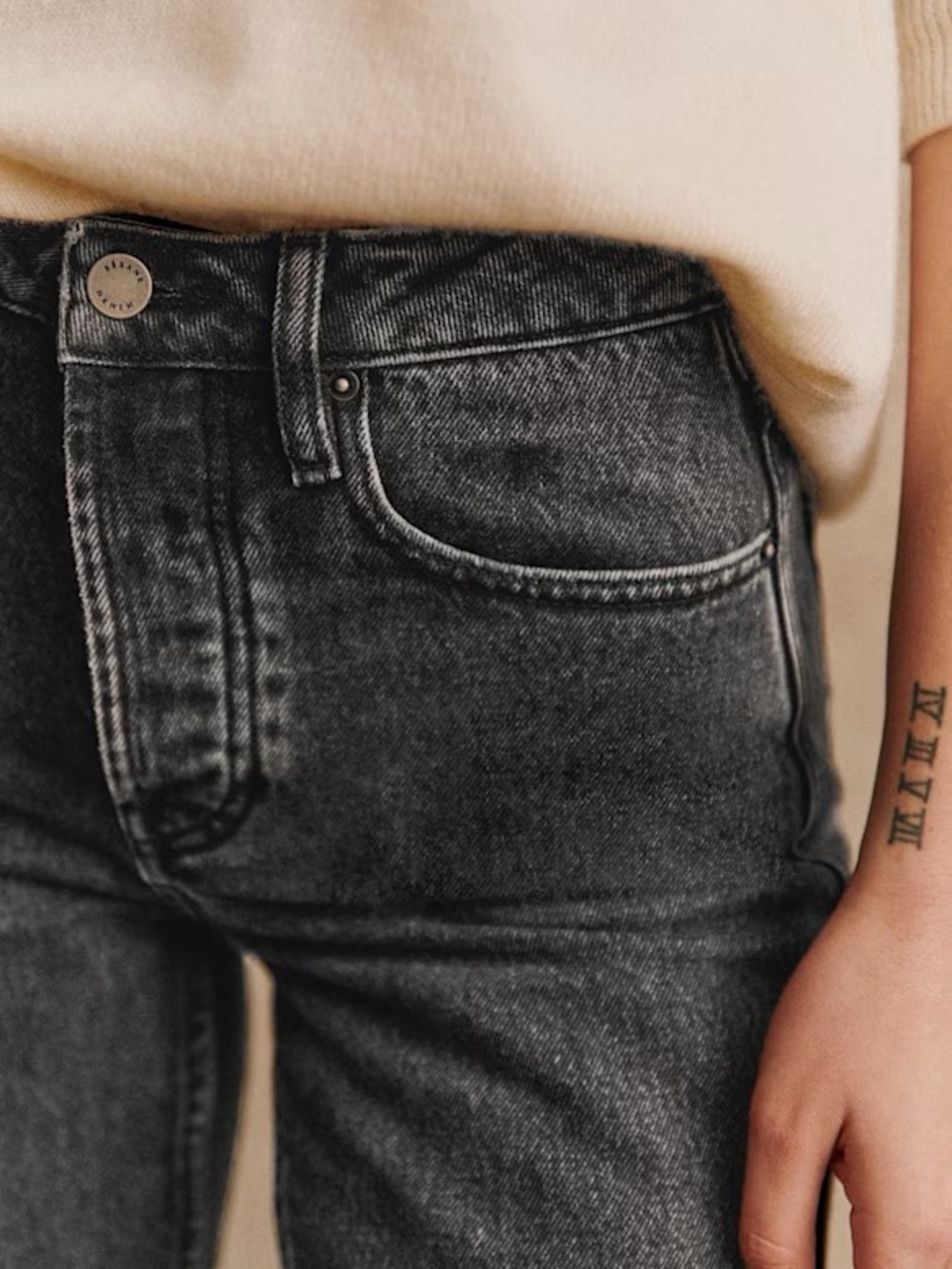 Sezane Brut Sexy grey High-Rise Black Washed charcoal Women’s Jeans straight leg